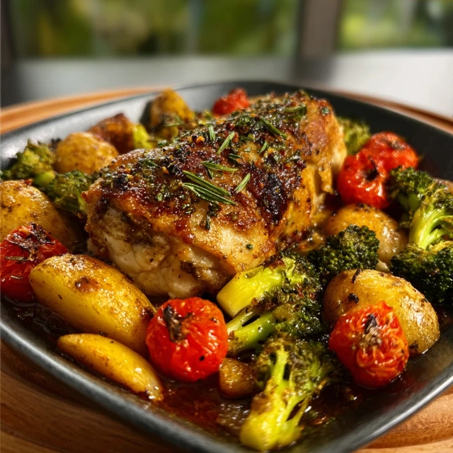 ONE-PAN HERB CHICKEN & ROASTED VEGGIE BAKE 4 One-Pan Herb Chicken & Roasted Veggie Bake Recipe