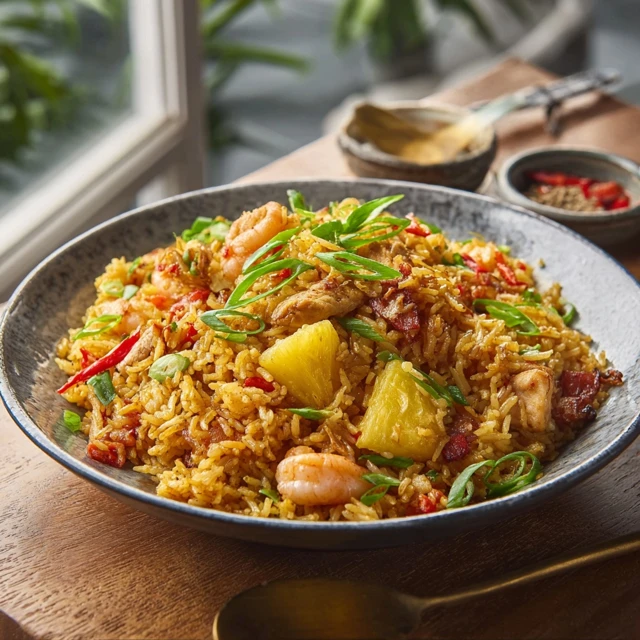 PERFECT THAI PINEAPPLE FRIED RICE WITH CHICKEN 4 Thai Pineapple Fried Rice with Chicken Recipe