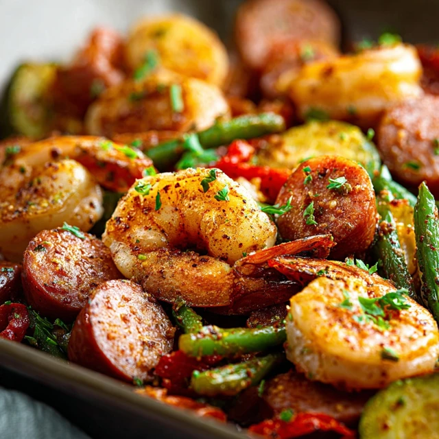 SIZZLING CAJUN SHRIMP AND SAUSAGE SHEET PAN 4 Cajun Shrimp and Sausage Sheet Pan Recipe