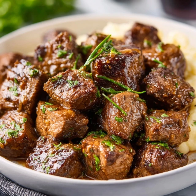 TENDER SLOW COOKER GARLIC BUTTER BEEF BITES 4 Slow Cooker Garlic Butter Beef Bites Recipe