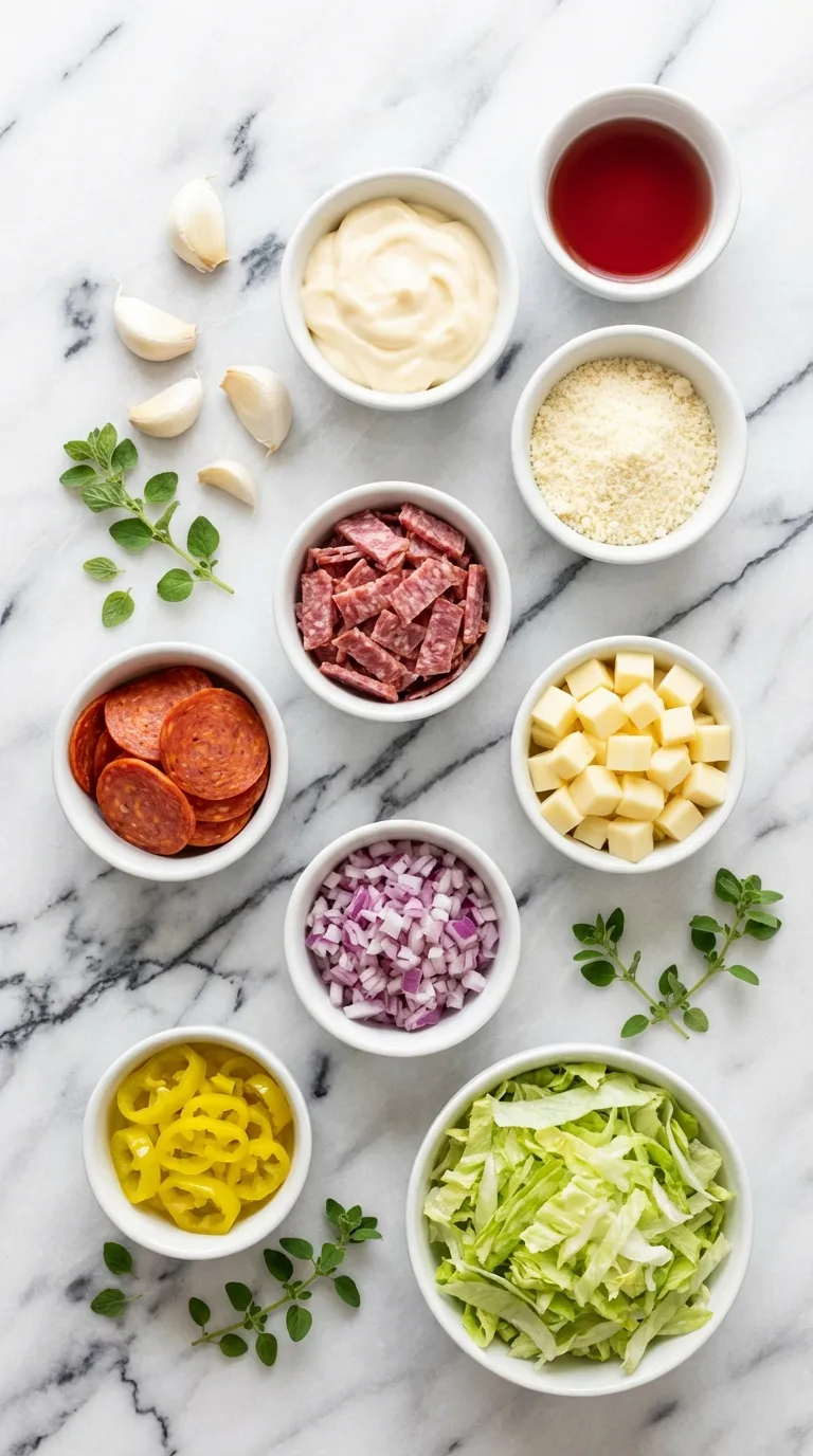 Grinder Pasta Salad with Tortellini Ingredients