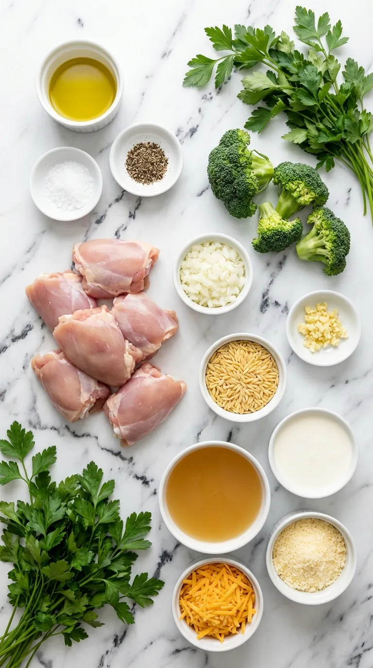 CHEESY CHICKEN BROCCOLI ORZO PERFECTION 2 Cheesy Chicken Broccoli Orzo Ingredients