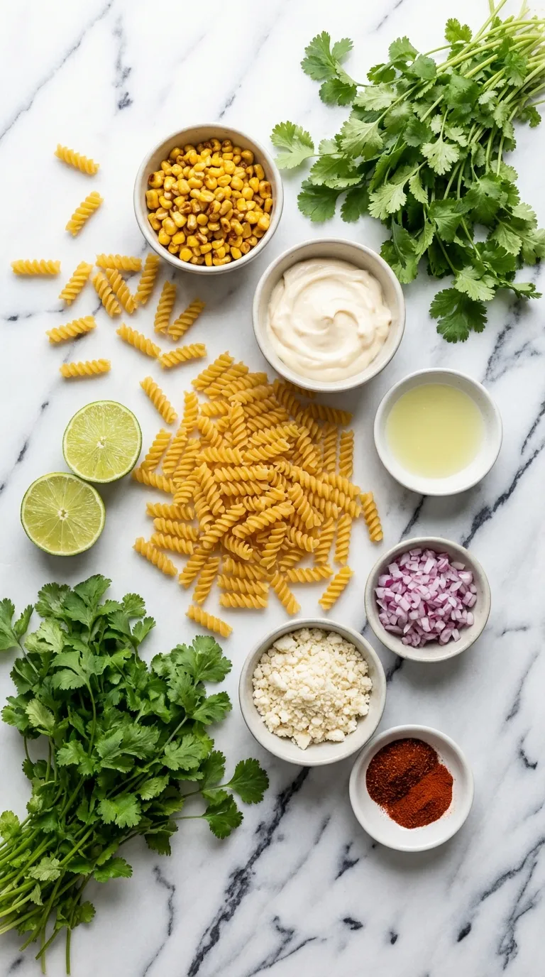 Vegan Elote Pasta Salad Ingredients