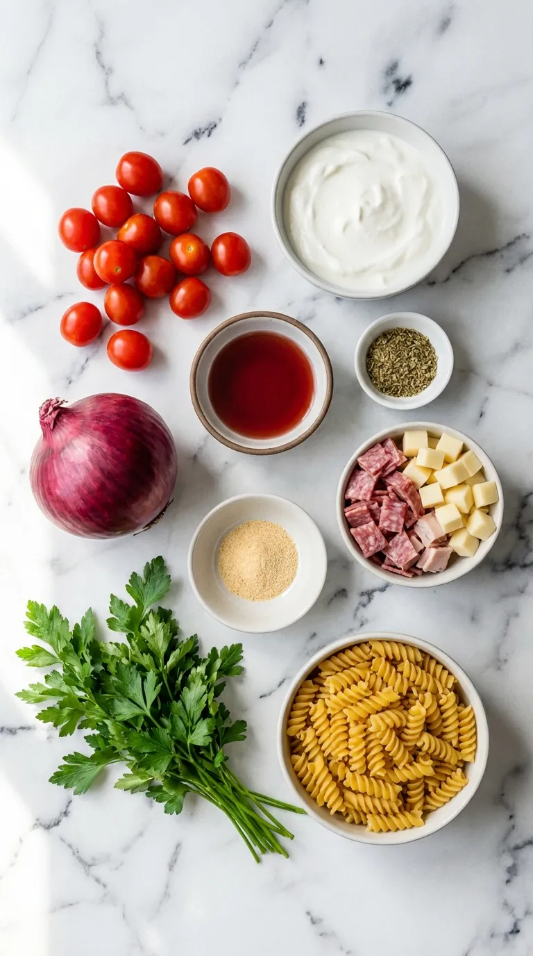 Greek Yogurt Grinder Pasta Salad Ingredients