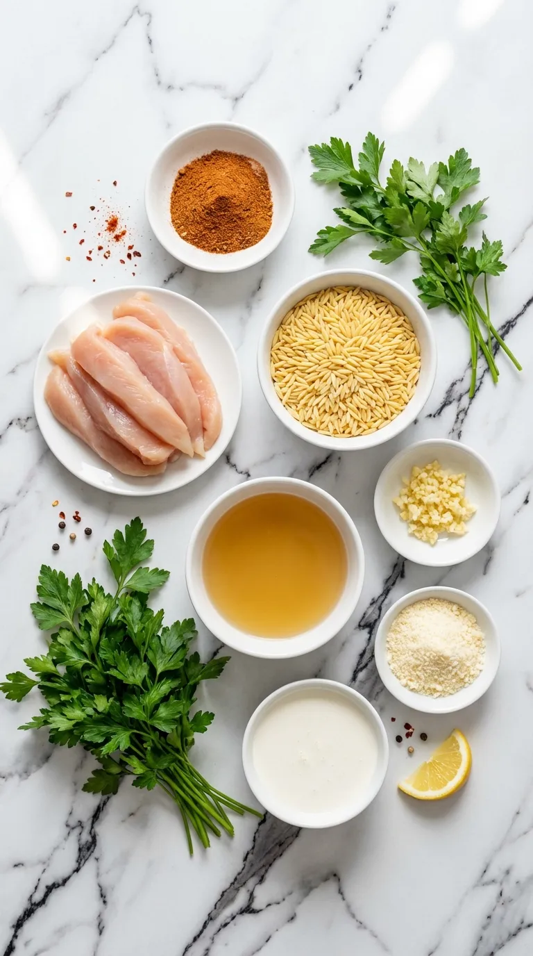One Pot Cajun Chicken Alfredo Orzo Ingredients