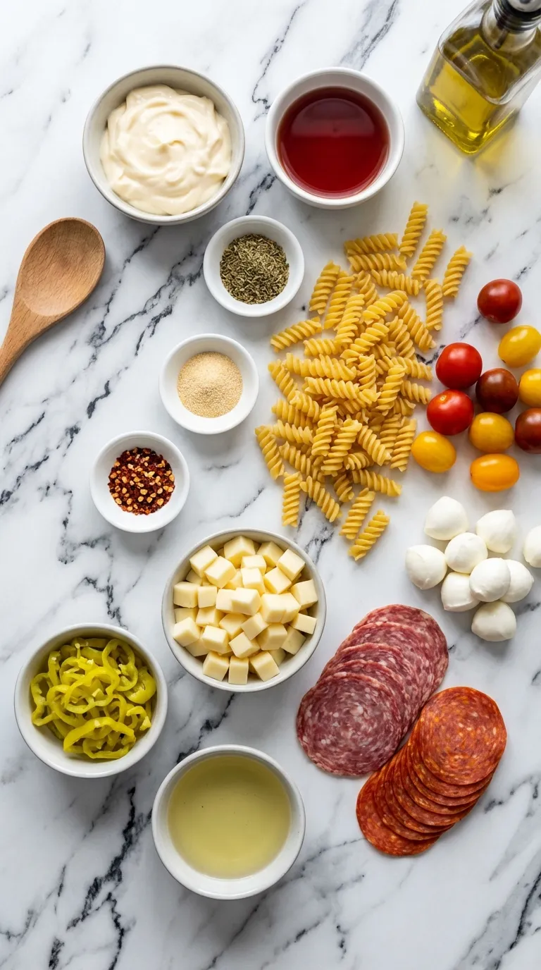Grinder Pasta Salad Ingredients