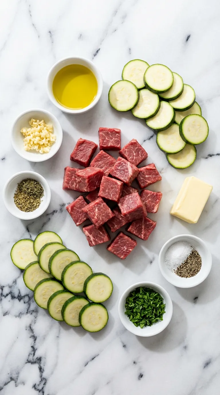 Garlic Butter Steak & Zucchini Ingredients