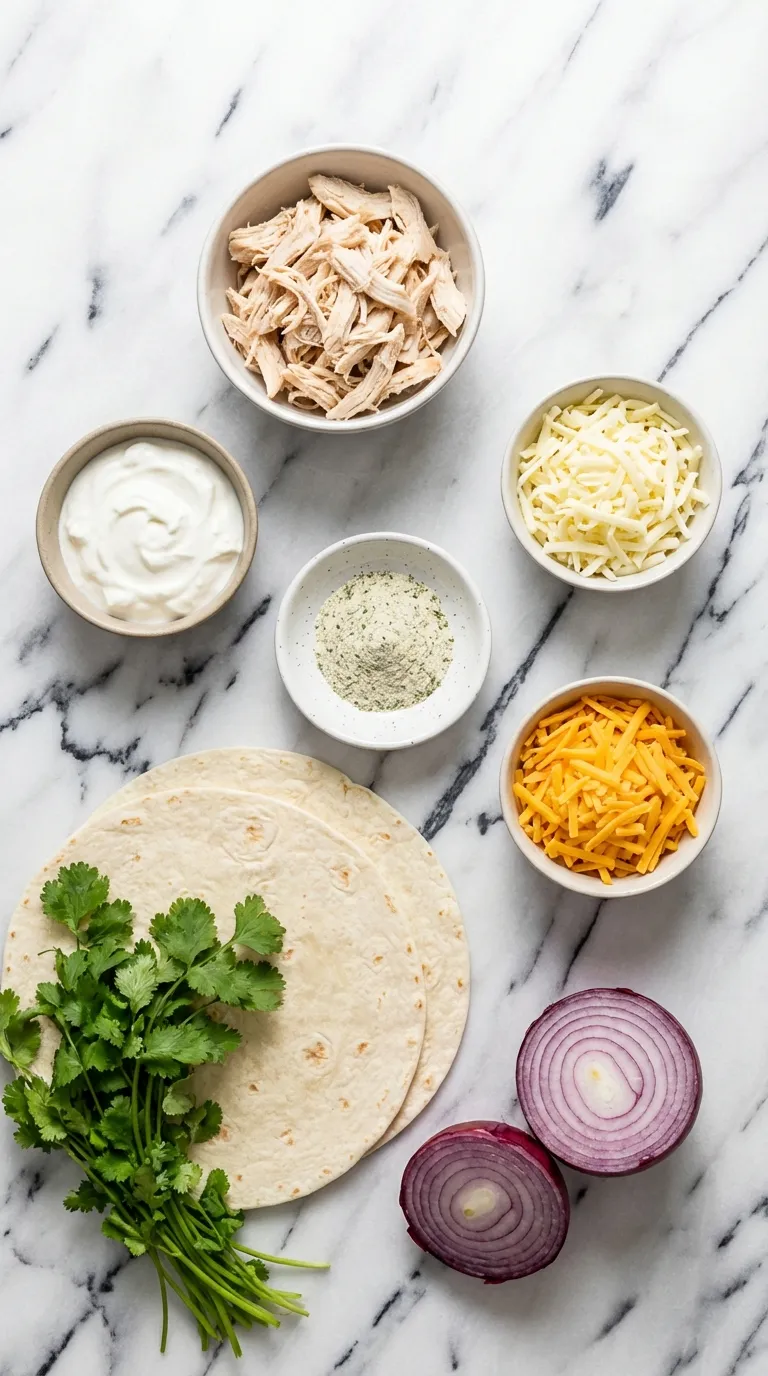 GAME CHANGER HIGH-PROTEIN CHICKEN RANCH QUESADILLA 2 High-Protein Chicken Ranch Quesadilla Ingredients