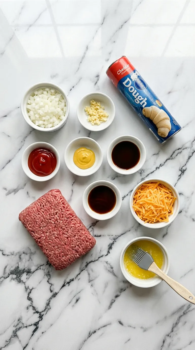Garlic Butter Cheeseburger Rollups Ingredients