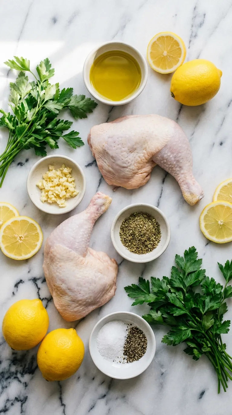 Baked Chicken Legs with Garlic & Lemon Ingredients
