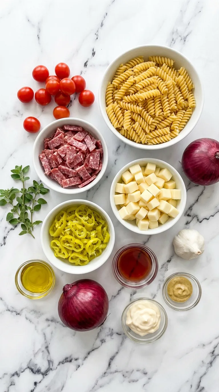 MY VIRAL ANTIPASTO GRINDER PASTA SALAD 2 Antipasto Grinder Pasta Salad Ingredients