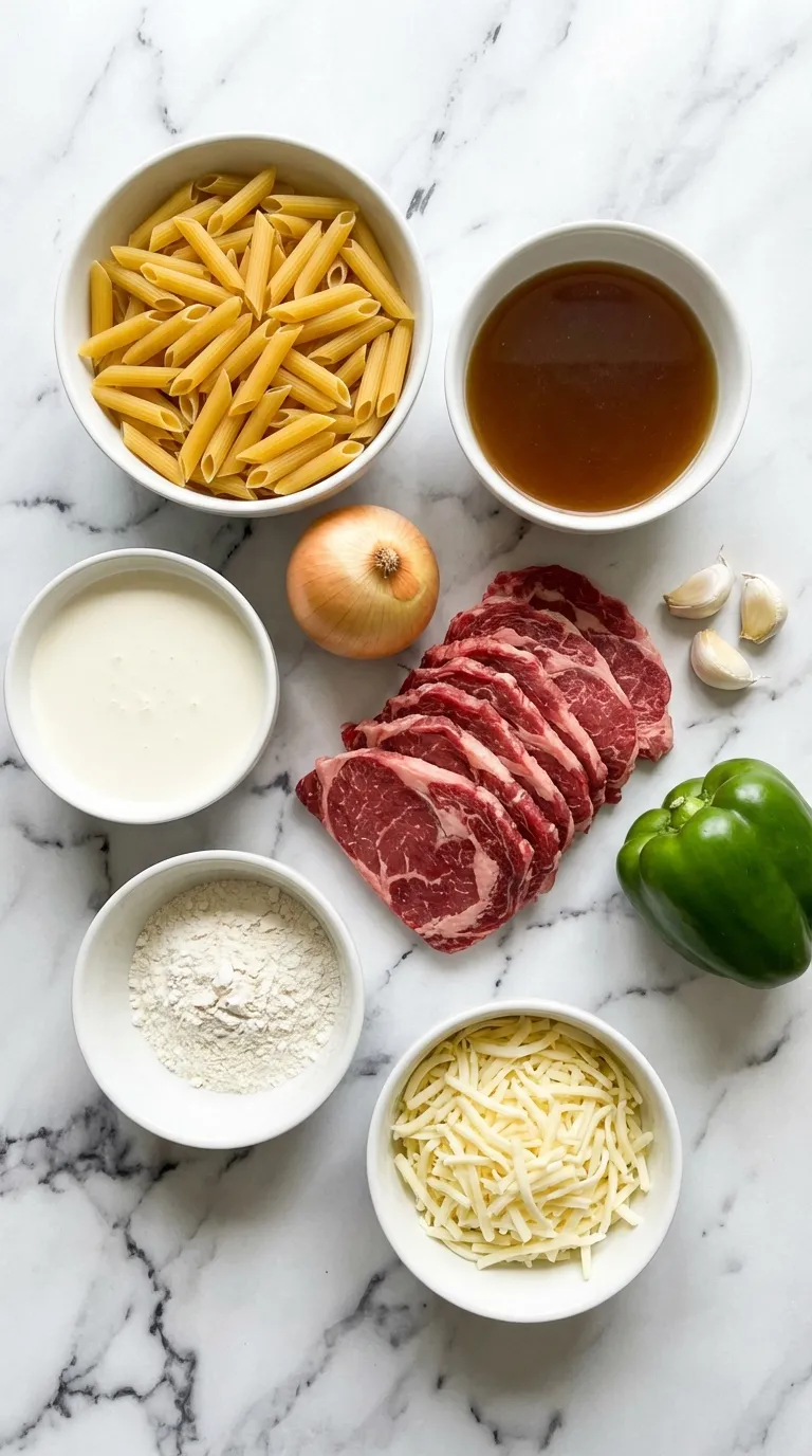 Philly Cheese Steak Pasta Ingredients
