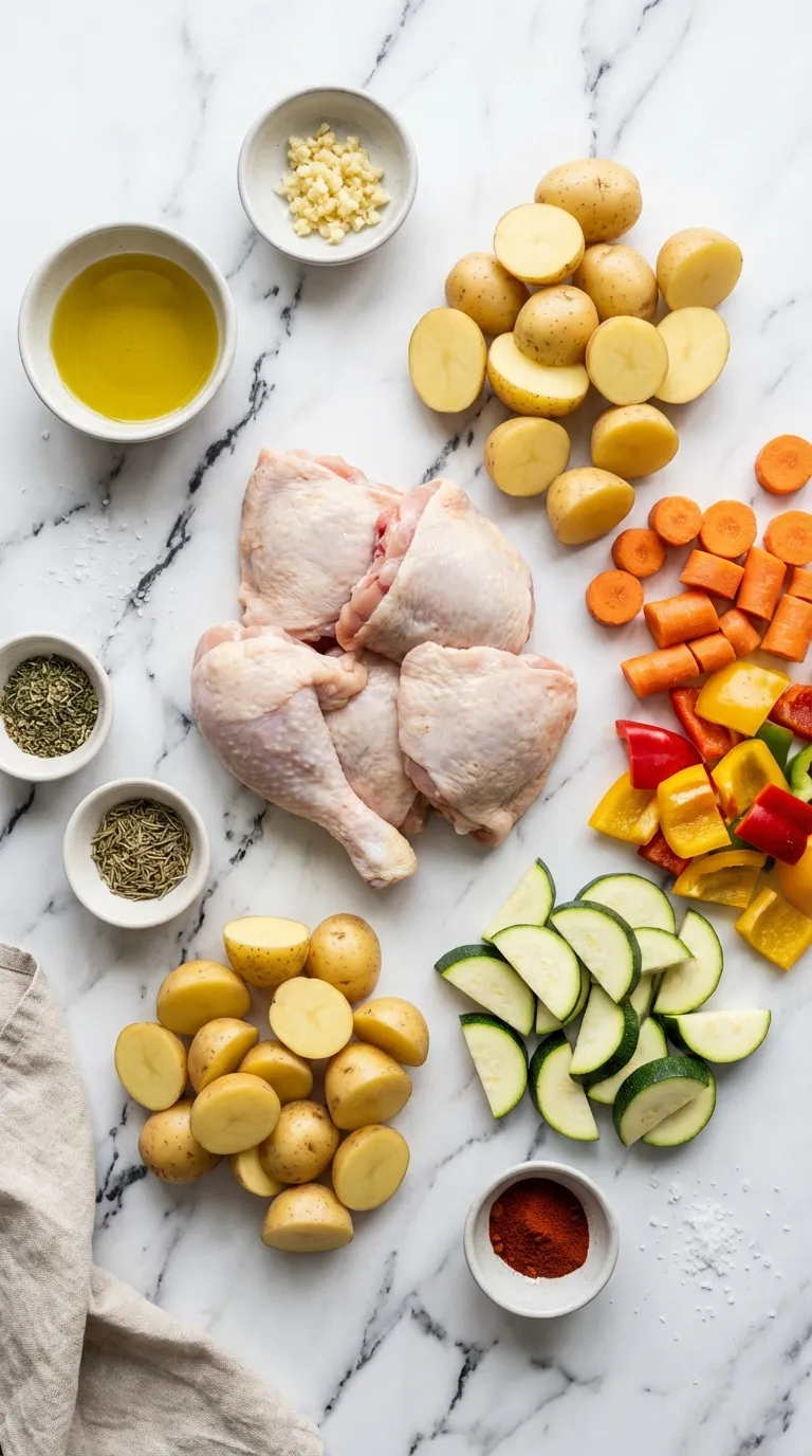 ONE-PAN HERB CHICKEN & ROASTED VEGGIE BAKE 2 One-Pan Herb Chicken & Roasted Veggie Bake Ingredients
