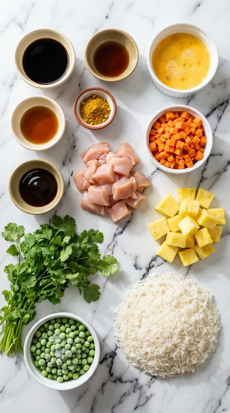 PERFECT THAI PINEAPPLE FRIED RICE WITH CHICKEN 2 Thai Pineapple Fried Rice with Chicken Ingredients