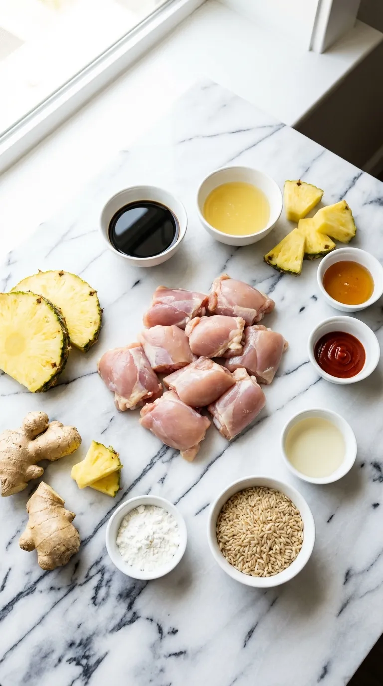 SUNSHINE SRIRACHA PINEAPPLE CHICKEN AND BROWN RICE 2 Sriracha Pineapple Chicken Ingredients