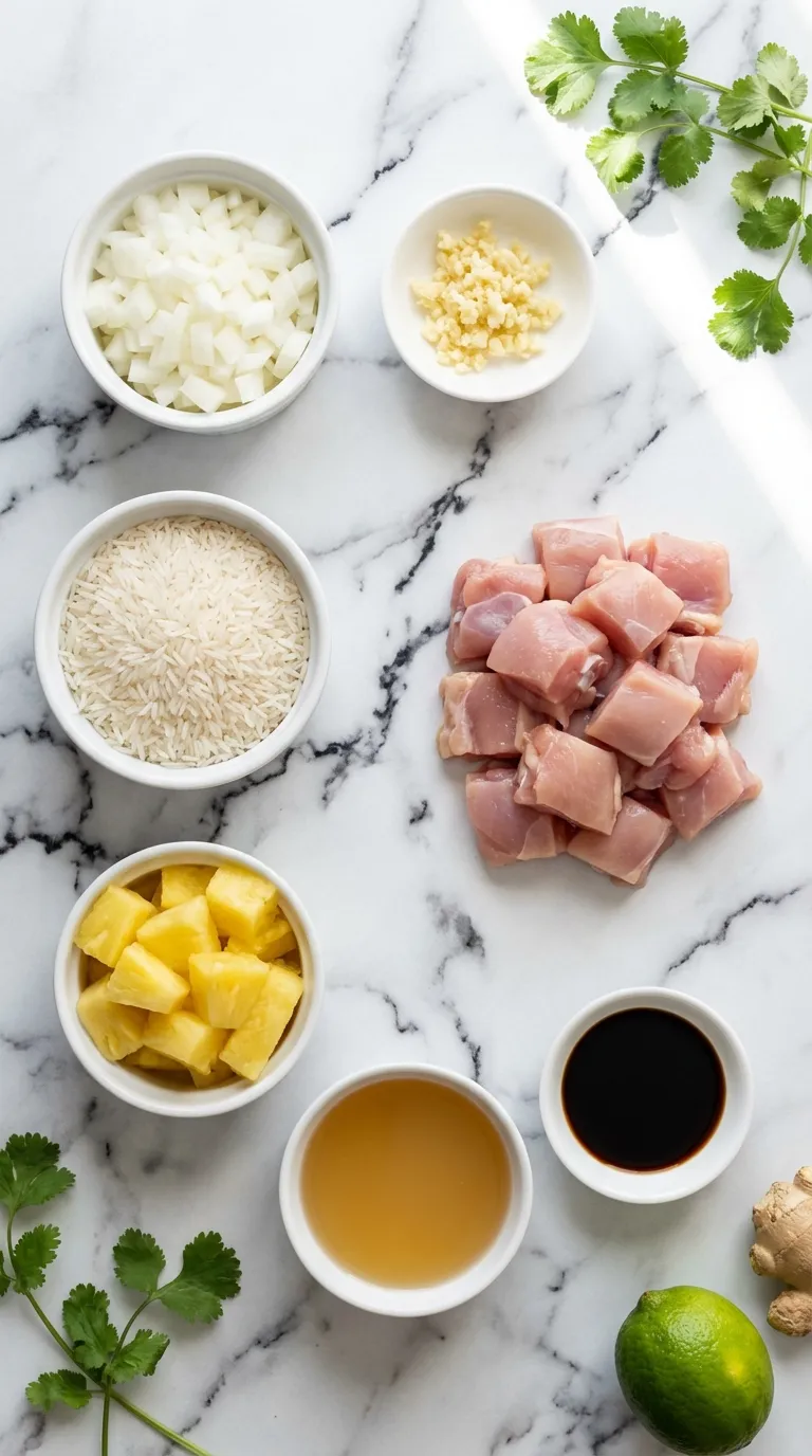 TROPICAL ONE-POT PINEAPPLE CHICKEN AND RICE 2 One-Pot Pineapple Chicken and Rice Ingredients