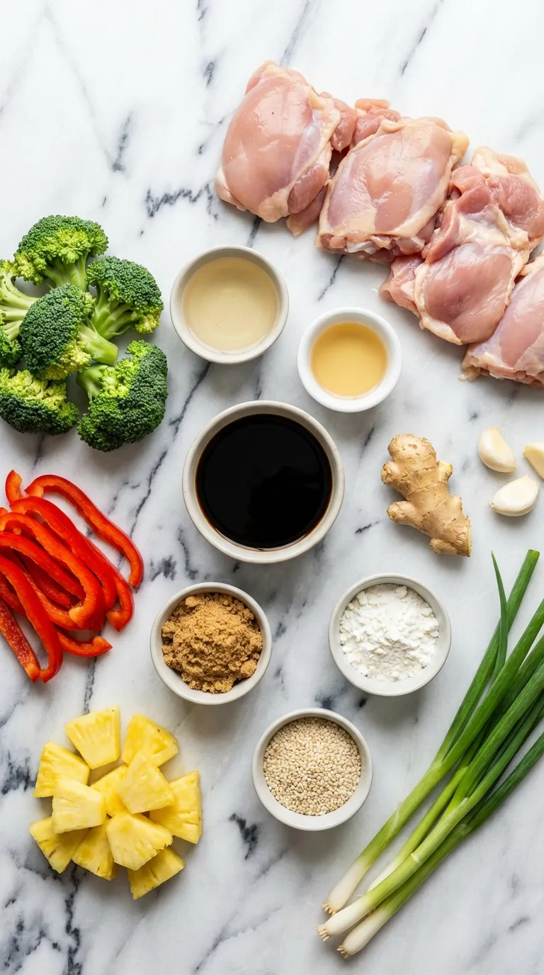 TROPICAL TERIYAKI PINEAPPLE CHICKEN BOWLS 2 Teriyaki Pineapple Chicken Bowls Ingredients