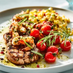 30 MINUTE HEALTHY DINNER GAME CHANGER 5 A vibrant and delicious healthy dinner of grilled salmon, fresh asparagus, and quinoa on a white plate.