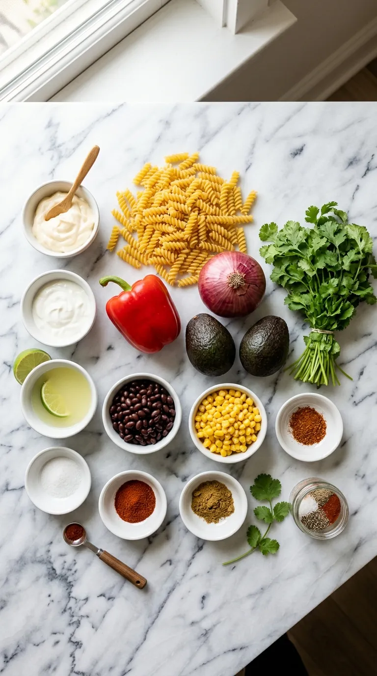 Southwest Chicken Pasta Salad Ingredients