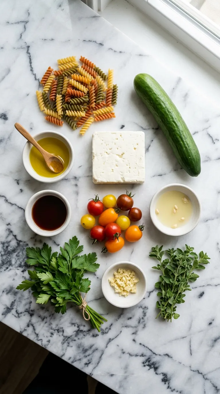 Feta Mediterranean Pasta Salad Ingredients
