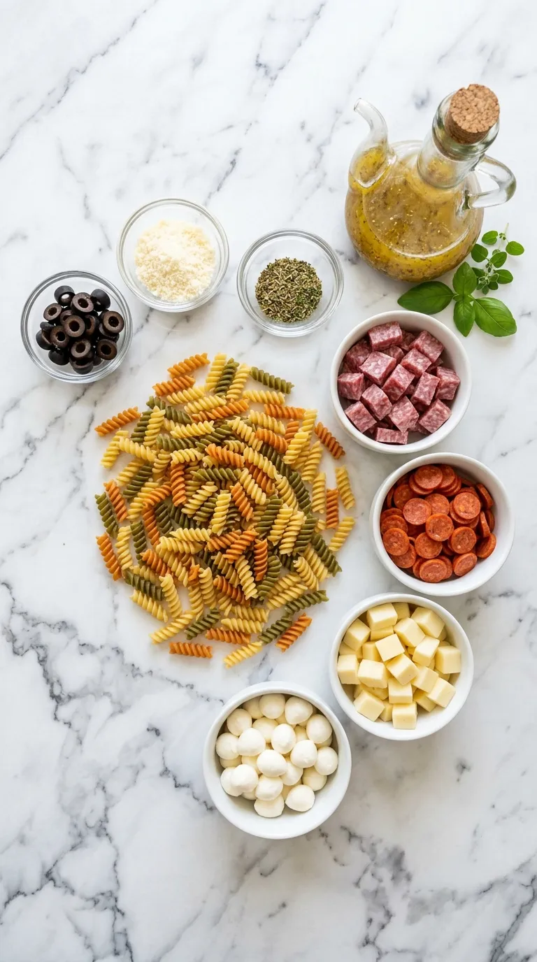 Veggie-Free Italian Pasta Salad Ingredients