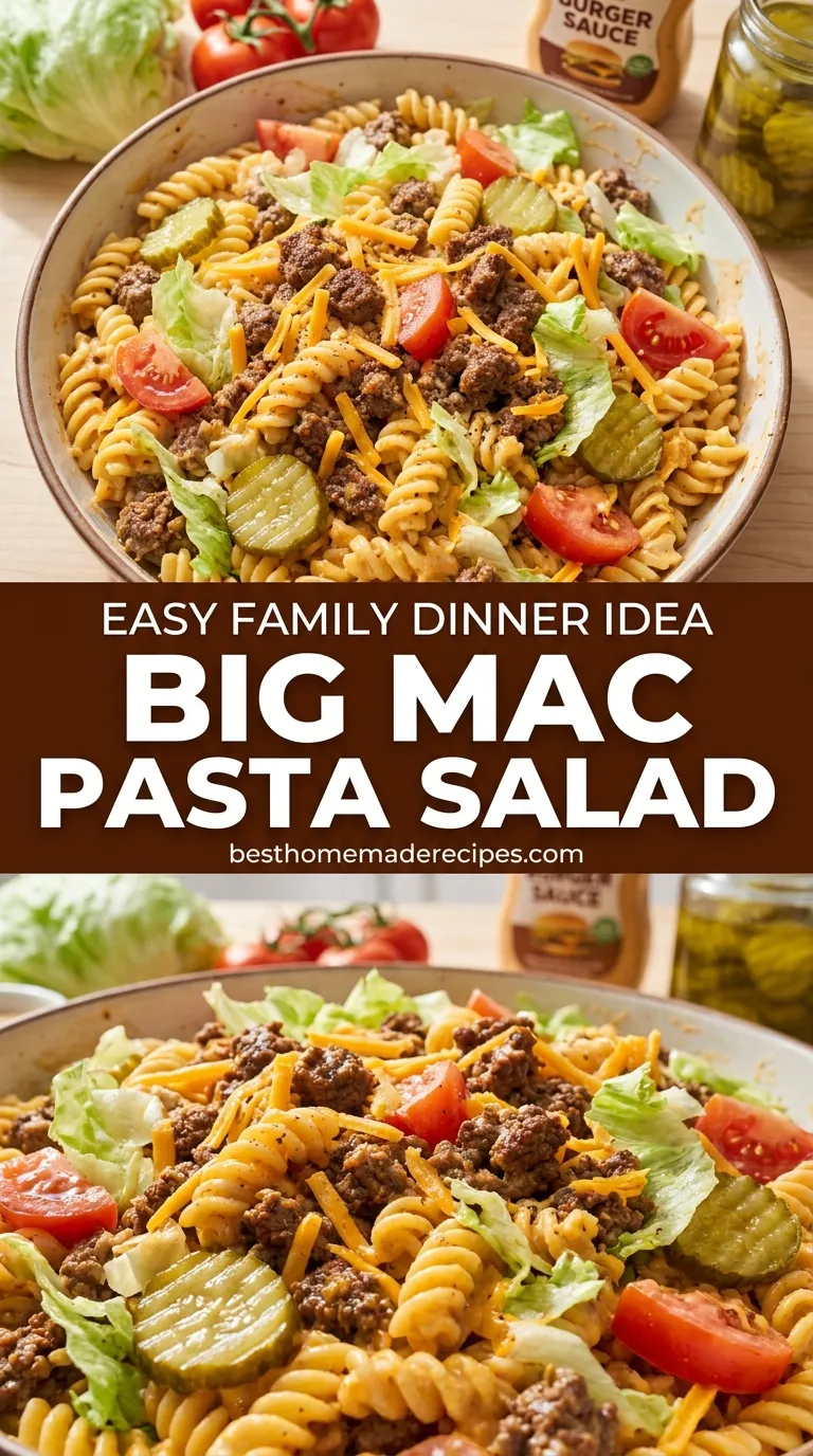 BIG MAC PASTA SALAD WITH GROUND BEEF 4 Big Mac Pasta Salad Recipe