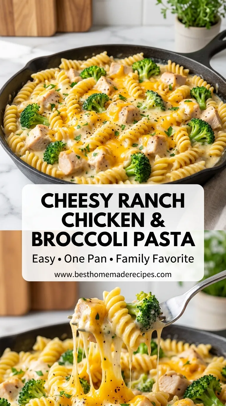 Cheesy Ranch Chicken and Broccoli Pasta Skillet Recipe