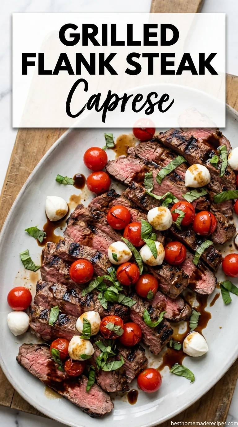 GRILLED FLANK STEAK CAPRESE BALSAMIC DRIZZLE 4 Grilled Flank Steak Caprese Recipe