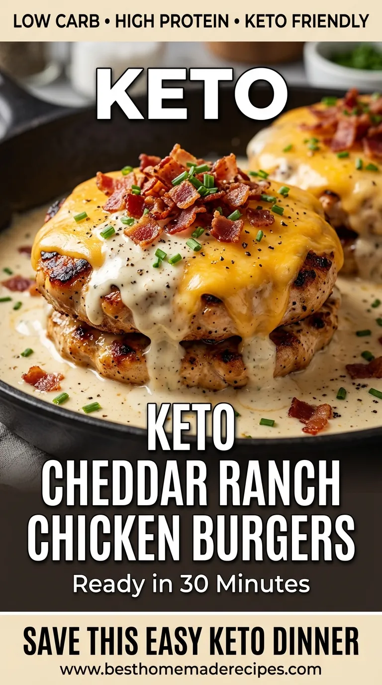 Keto Cheddar Ranch Chicken Burgers Recipe