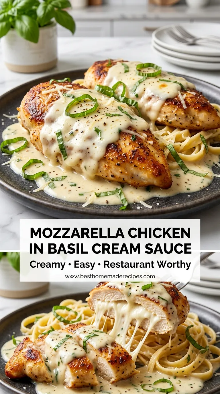Mozzarella Chicken in Basil Cream Sauce Recipe
