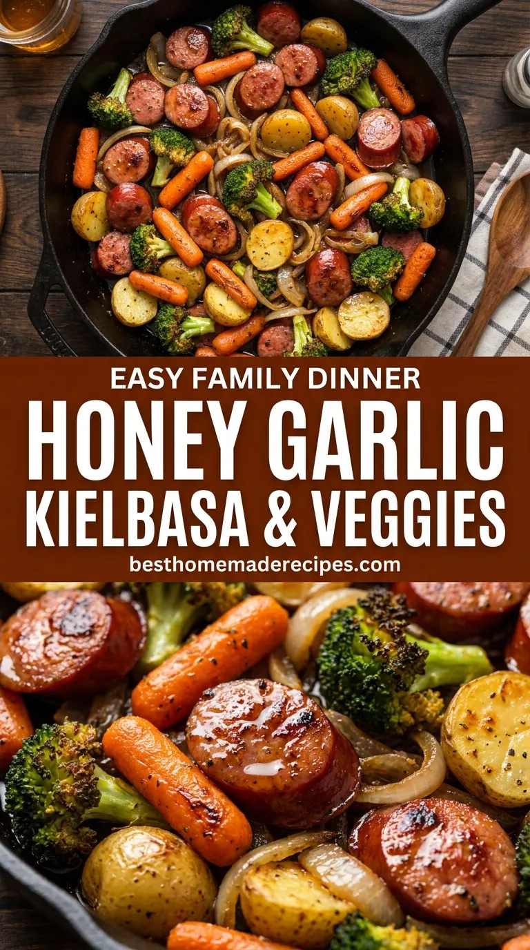 ONE PAN HONEY GARLIC KIELBASA AND VEGGIES 4 One-Pan Honey Garlic Kielbasa & Veggies Recipe