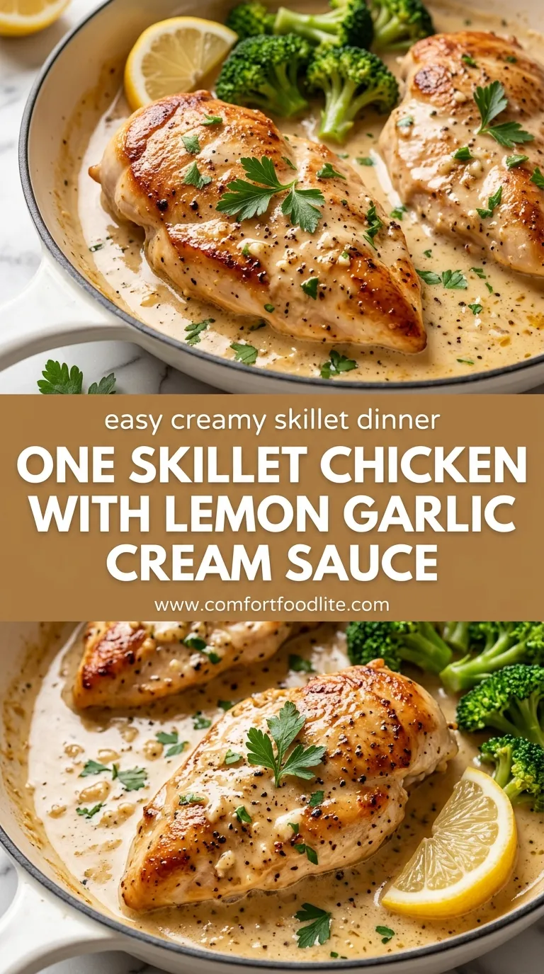 One Skillet Chicken with Lemon Garlic Cream Sauce Recipe