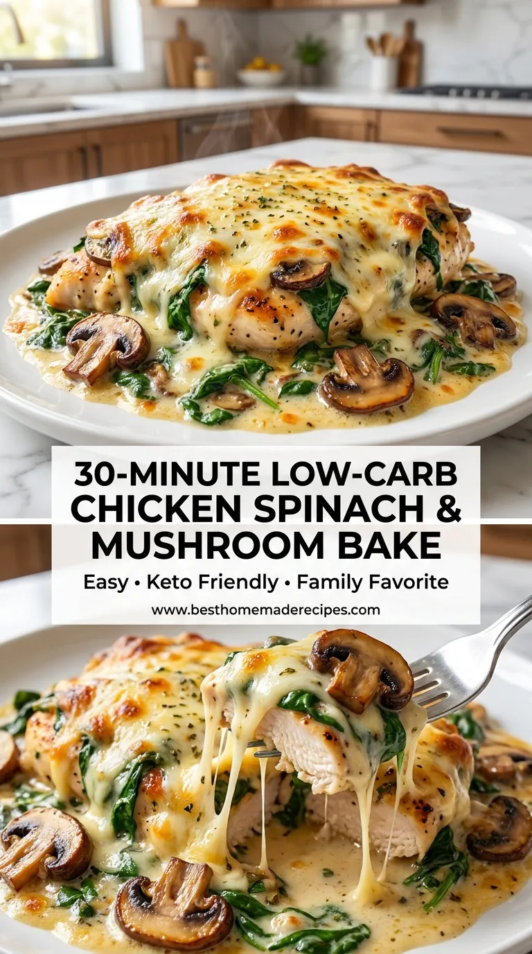 THIS CHICKEN SPINACH MUSHROOM BAKE IS AMAZING 4 Low-Carb Chicken Spinach Mushroom Bake Recipe