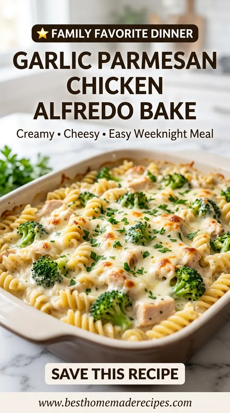 THIS GARLIC PARMESAN CHICKEN ALFREDO BAKE IS PERFECT 4 Garlic Parmesan Chicken Alfredo Bake Recipe