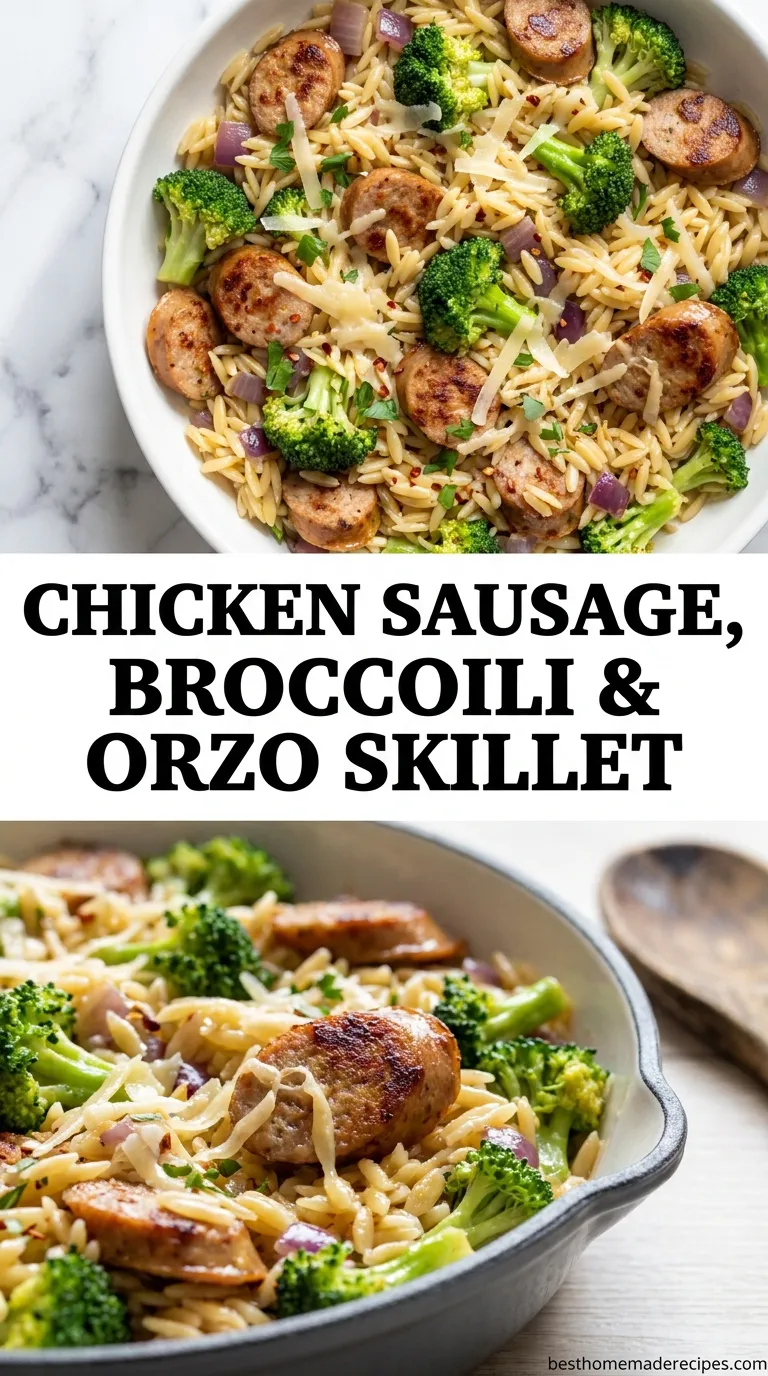 Chicken Sausage, Broccoli & Orzo Skillet Recipe