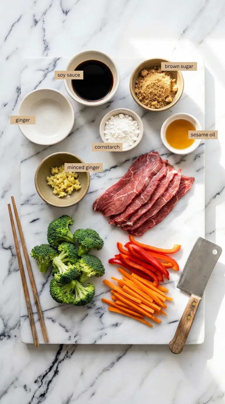 Beef and Vegetable Stir Fry Ingredients
