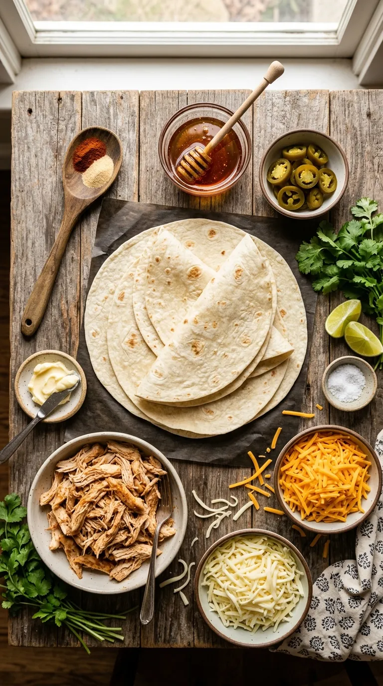 Cheesy Hot Honey Chicken Quesadillas Ingredients