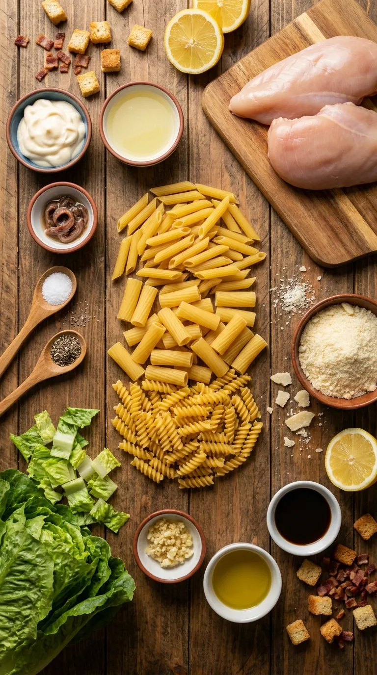 CHICKEN CAESAR PASTA SALAD MADE EASY 2 Chicken Caesar Pasta Salad Ingredients
