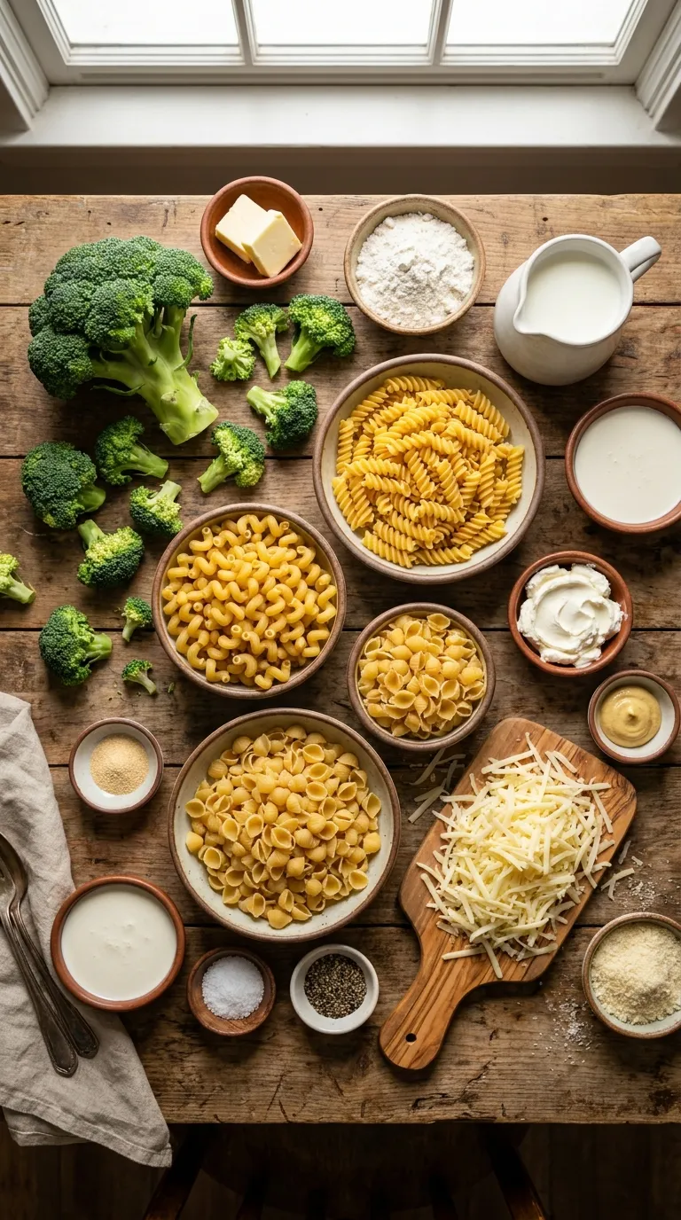 CREAMY BROCCOLI CHEESE PASTA DINNER 2 Broccoli Cheese Pasta Ingredients