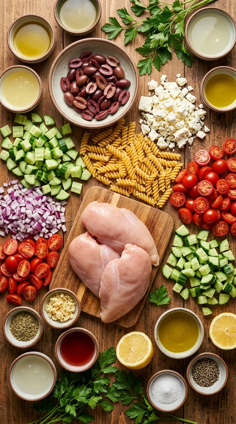 Greek Chicken Pasta Salad Ingredients