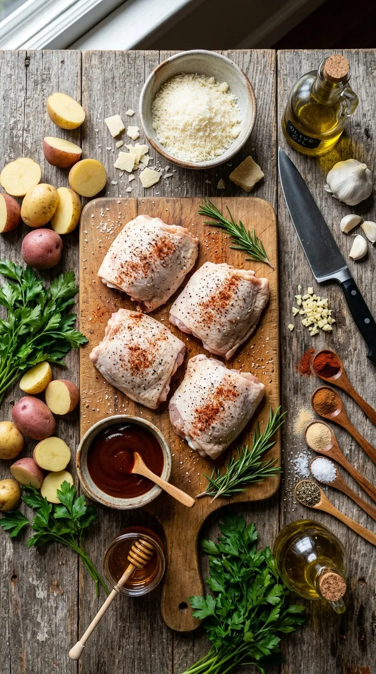 Honey BBQ Chicken & Garlic Parmesan Potatoes Ingredients