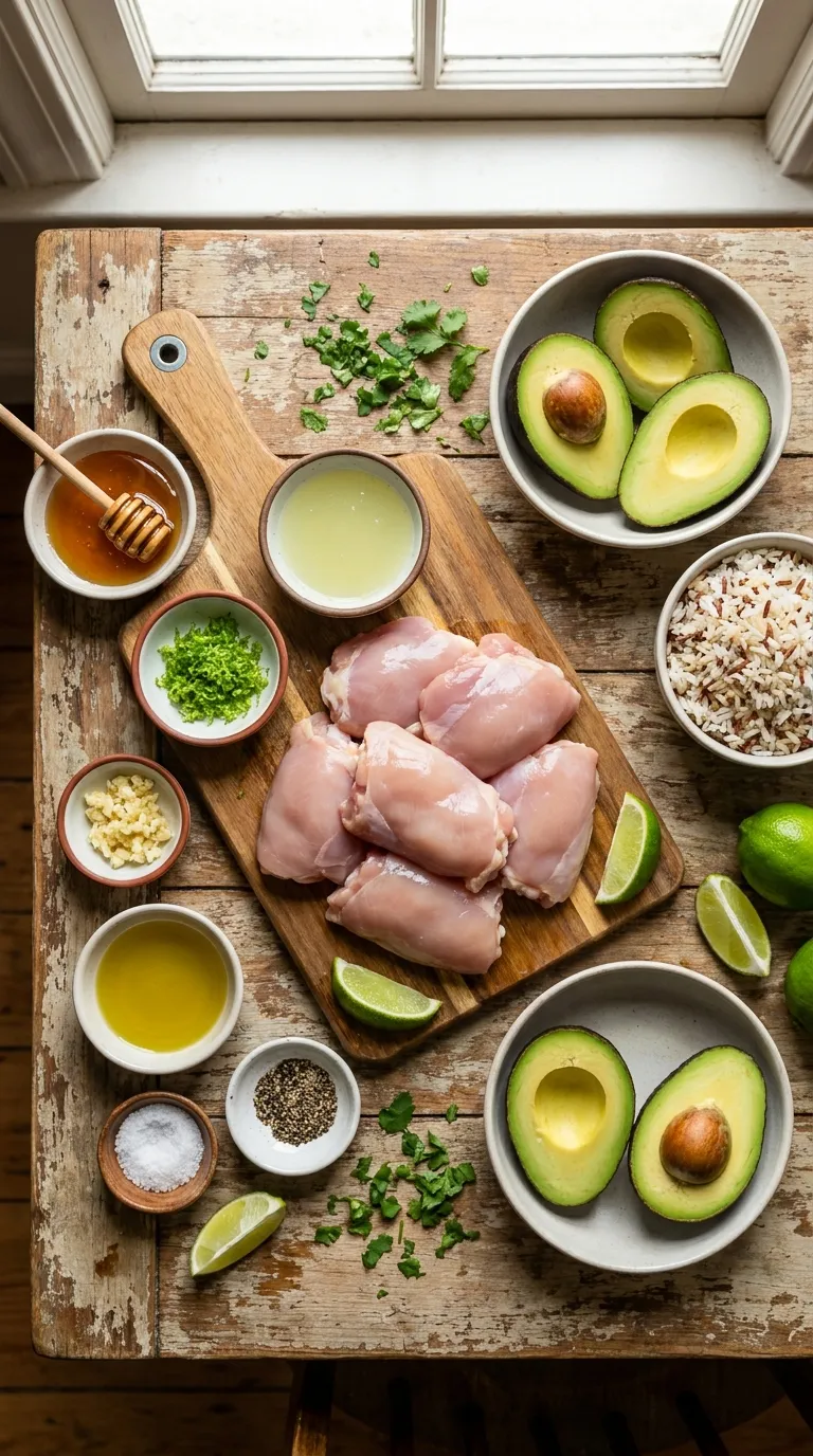 HONEY LIME CHICKEN OVER AVOCADO RICE 2 Honey Lime Chicken Over Avocado Rice Ingredients