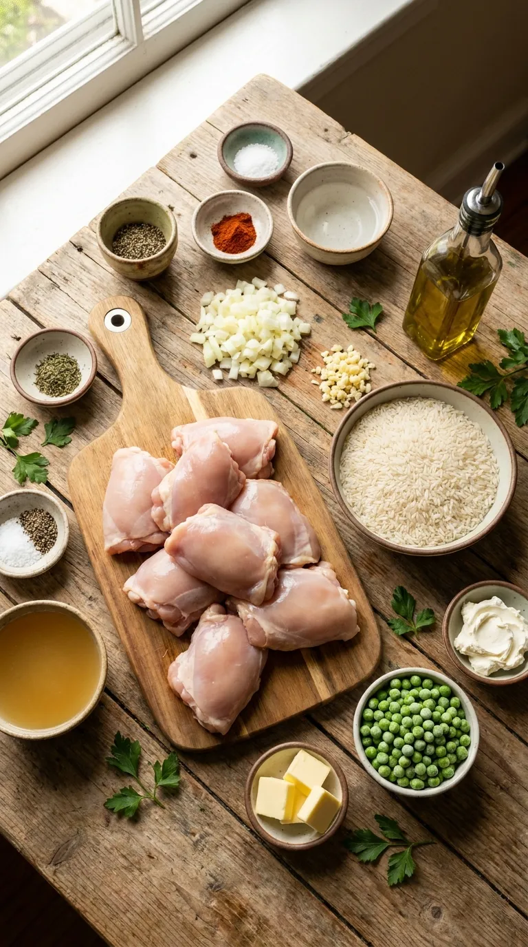 Instant Pot Creamy Chicken and Rice Ingredients