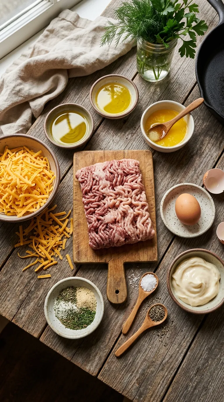 Keto Cheddar Ranch Chicken Burgers Ingredients