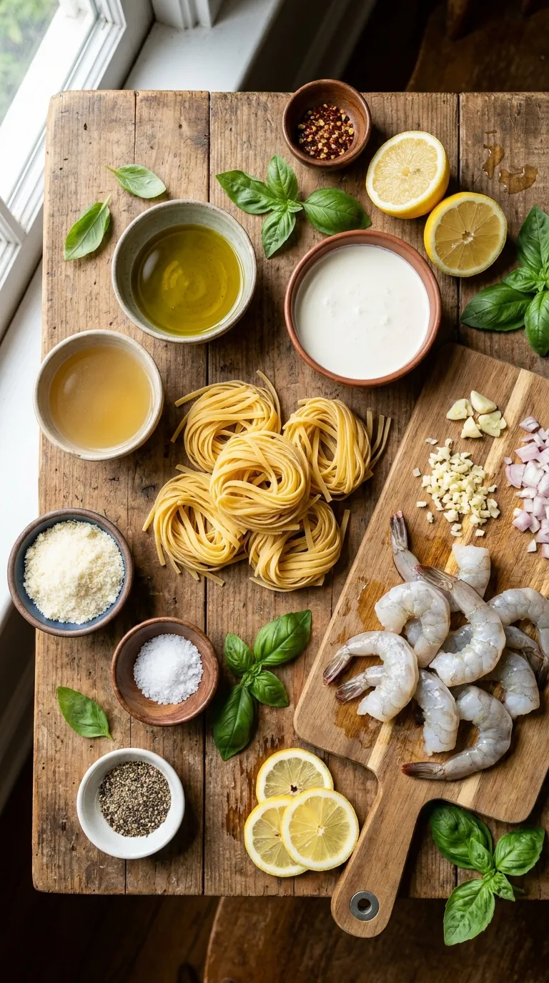 One Pot Creamy Shrimp Linguine Ingredients