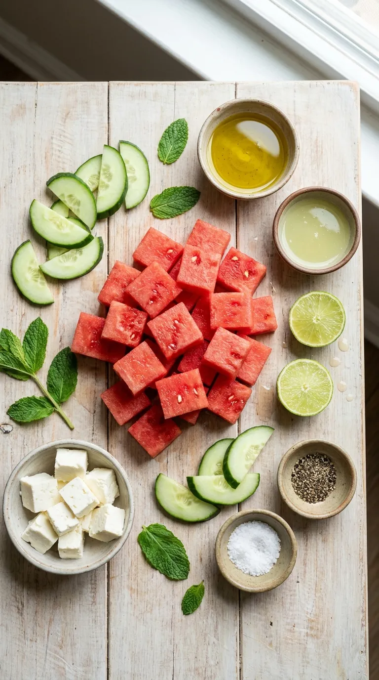 Watermelon Cucumber Feta Salad Ingredients