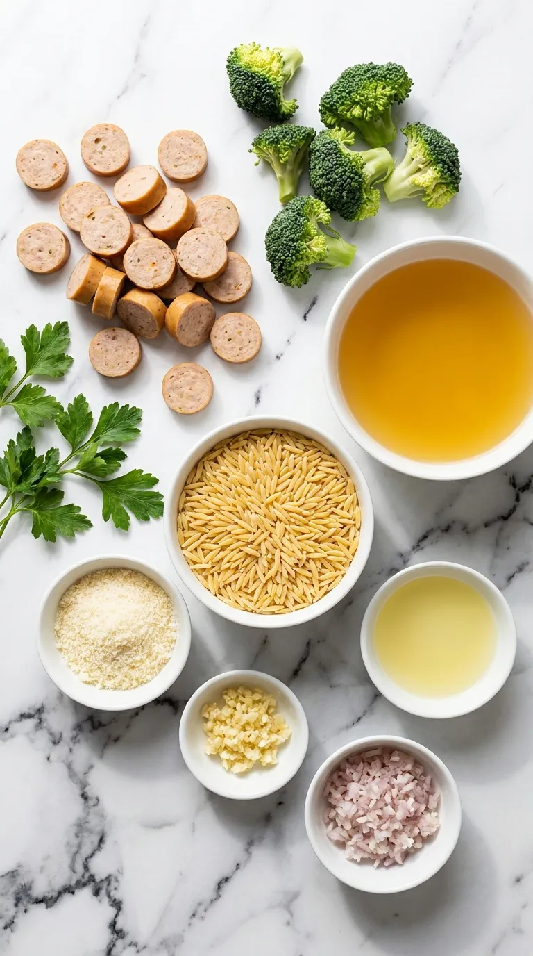Chicken Sausage, Broccoli & Orzo Skillet Ingredients
