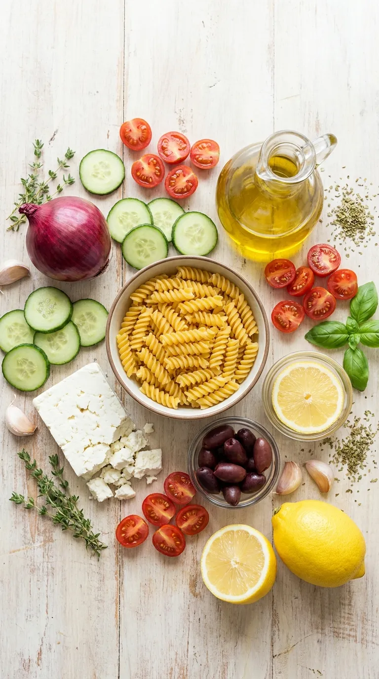 Feta Mediterranean Pasta Salad Ingredients