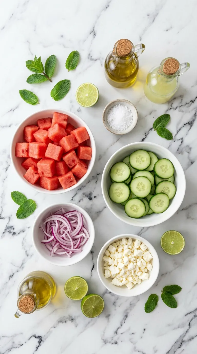 Watermelon Cucumber Salad Ingredients