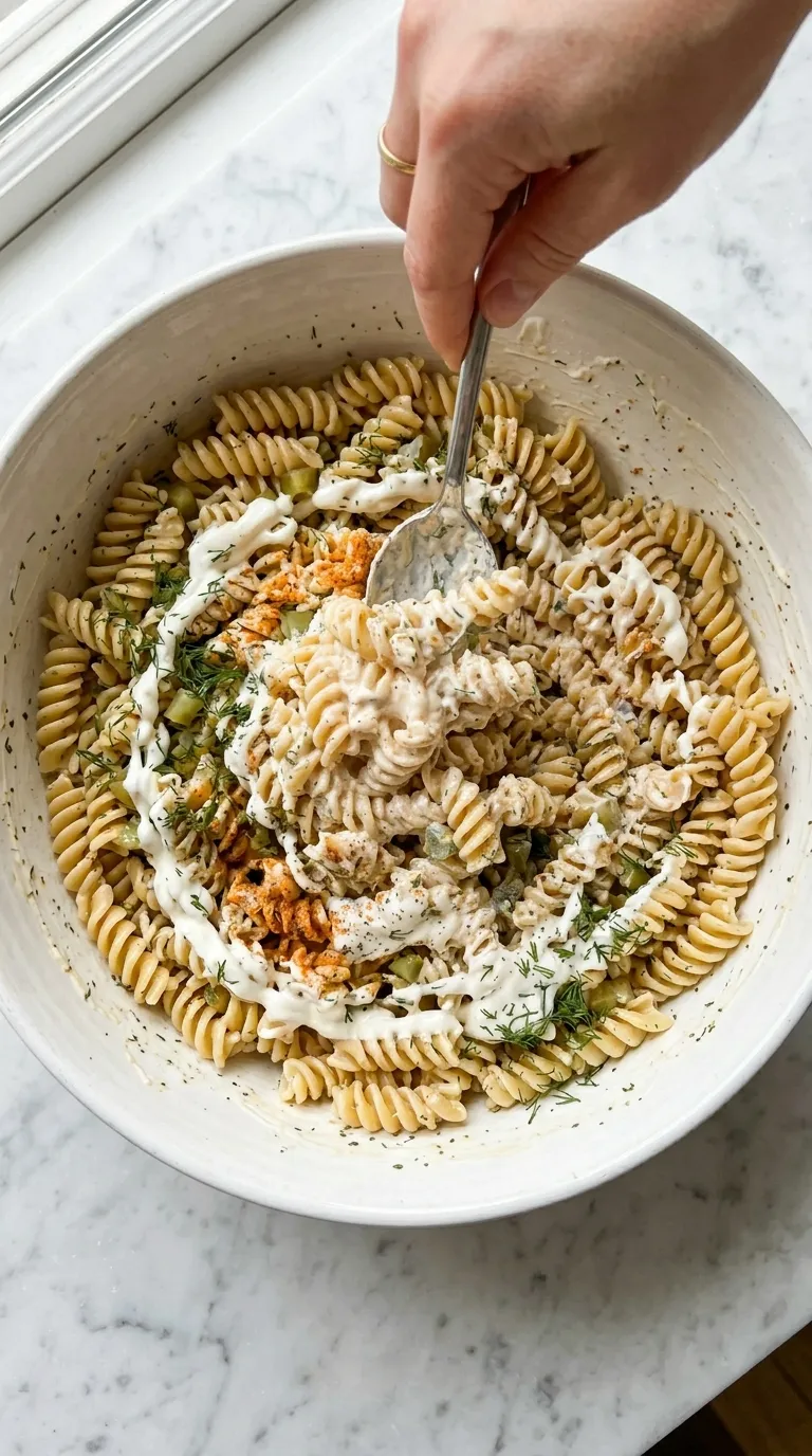 DILL PICKLE PASTA SALAD TANGY BBQ TWIST 3 How to Make Dill Pickle Pasta Salad